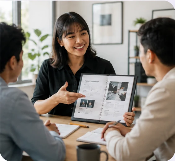 Young professionals communicating during a workplace discussion