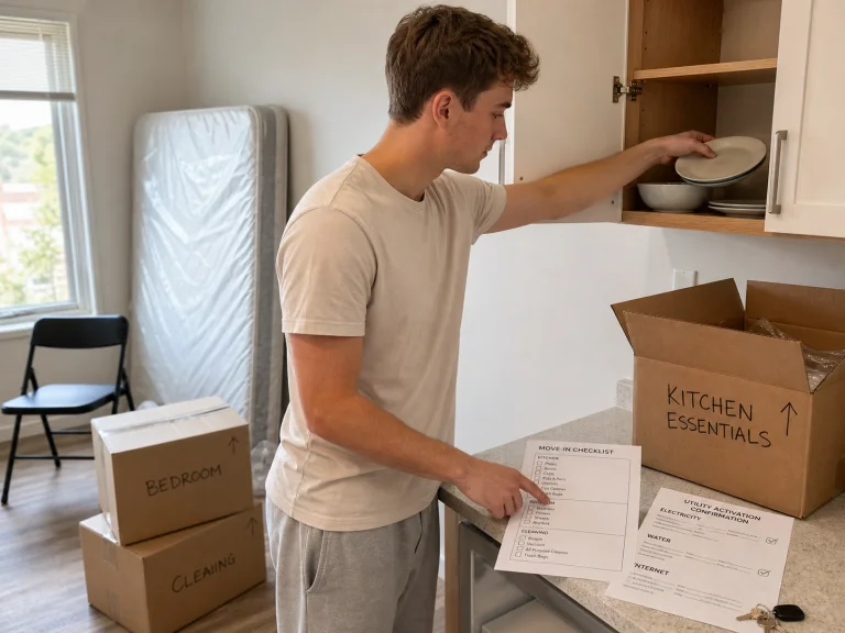 Young adult setting up a first home